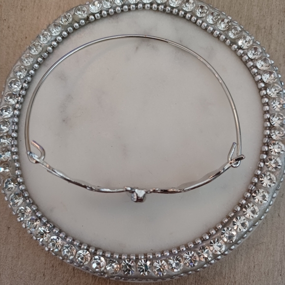 Dainty Silver Bat Bangle Bracelet - Picture 4 of 7